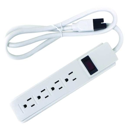 Outlet Strip, 4 5-15R, 5-15P, 3 ft., White MPN:52NY40