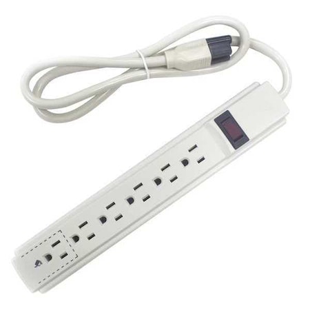 Outlet Strip, 6 5-15R, 5-15P, 3 ft., White MPN:52NY41