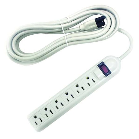 Surge Protector Outlet Strip, Surge, 6 5-15R, 5-15P, 15 ft., Beige MPN:52NY42