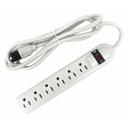 Outlet Strip, 6 5-15R, 5-15P, 6 ft., White MPN:52NY43