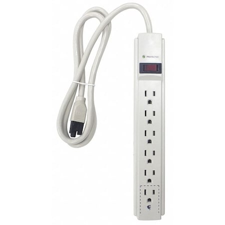 Outlet Strip, Surge, 6 5-15R, 5-15P, 4 ft., White MPN:52NY52