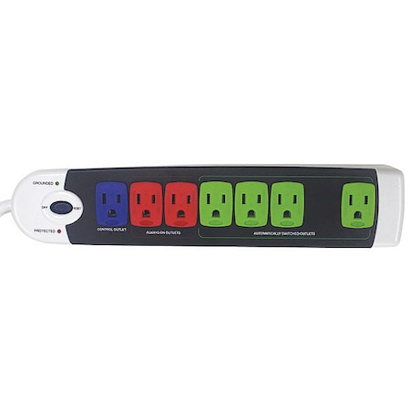 Outlet Strip, Surge, 7 5-15R, 5-15P, 4 ft., White MPN:52NY66