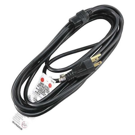 Power Cord, 5-15P, SJT, 15 ft., Blk, 15A, 14/3 MPN:5XFN0ID