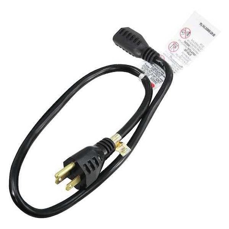 SJT Extension Cord, 16 AWG, Indoor, 16/3, 1 Outlets, 5-15R, Black, PVC, 5-15P, 2 ft MPN:5XFP7ID