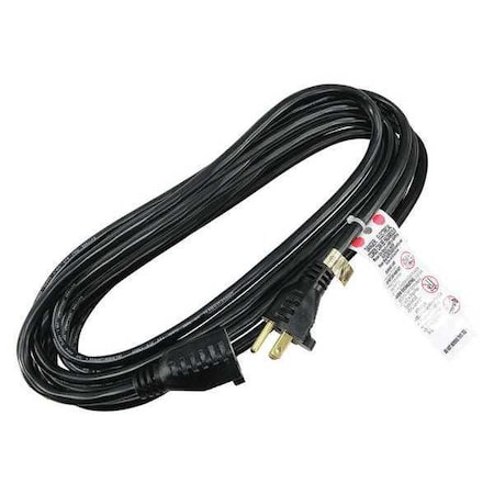 SJT Extension Cord, 16 AWG, Indoor, 16/3, 1 Outlets, 5-15R, Black, PVC, 5-15P, 15 ft MPN:5XFR1ID