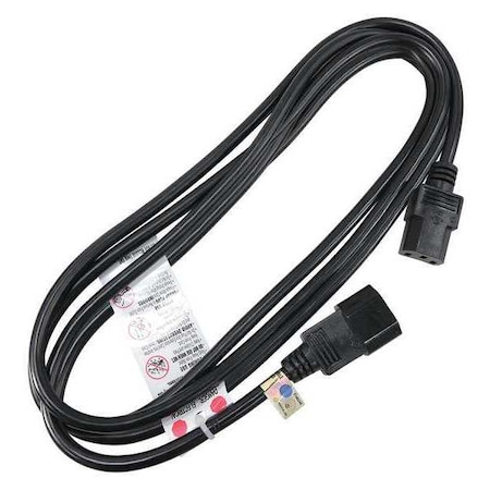 Power Cord, IEC C14, SJT, 10 ft., Blk, 10A, 16/3 MPN:5XFR7ID