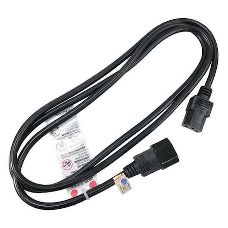 Power Cord, IEC C14, SJT, 6 ft., Blk, 10A, 18/3 MPN:5XFT1ID