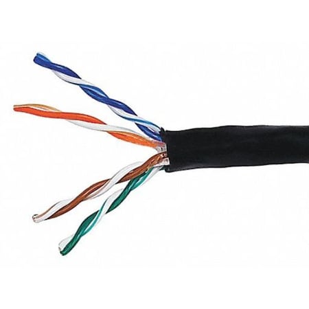 Data Cable, Cat 5e, 24 AWG, 1000ft, Black MPN:878