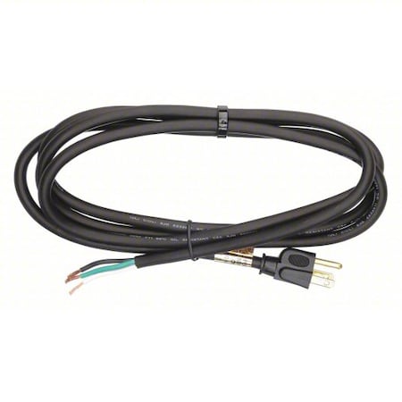 Power Cord, 14 AWG, Bare Leads, 15A, Rubber, SJO, 5-15P, 8 ft MPN:E3603