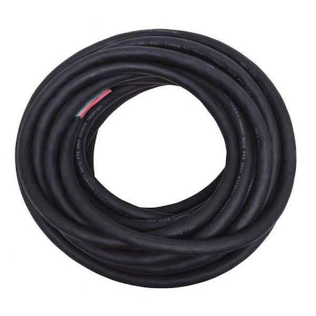 Portable Cord, SJOOW, 10 AWG, 4 C, Black, Rubber, Stranded, 300V, Indoor/Outdoor, 50 ft MPN:E3626