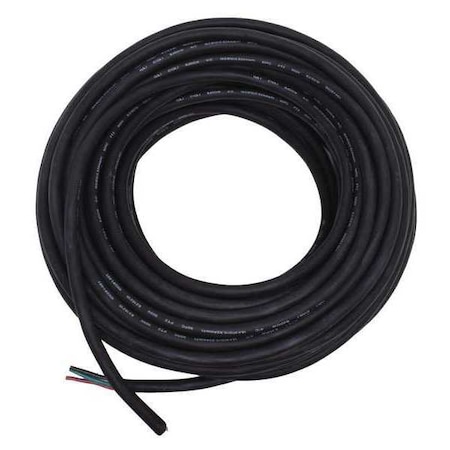 Portable Cord, SJOOW, 18 AWG, 4 C, Black, Rubber, Stranded, 300V, Indoor/Outdoor, 100 ft MPN:E3629