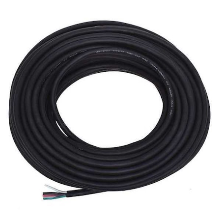 Portable Cord, SJOOW, 16 AWG, 4 C, Black, Rubber, Stranded, 300V, Indoor/Outdoor, 100 ft MPN:E3630
