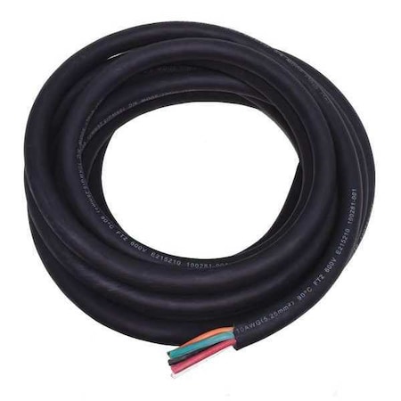 Portable Cord, SOOW, 10 AWG, 5 C, Black, Rubber, Stranded, 600V, Indoor/Outdoor, 25 ft MPN:20PY09