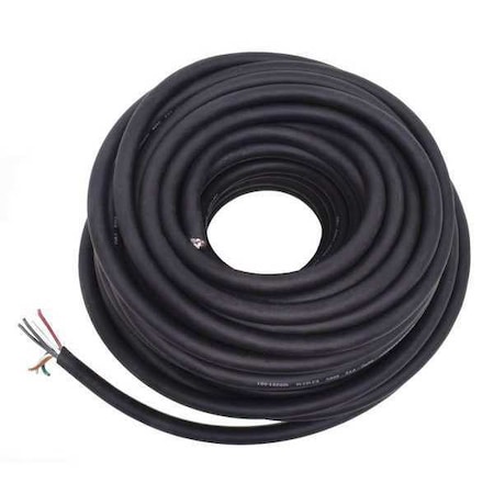 Portable Cord, SOOW, 18 AWG, 8 C, Black, Rubber, Stranded, 600V, Indoor/Outdoor, 100 ft MPN:E3671