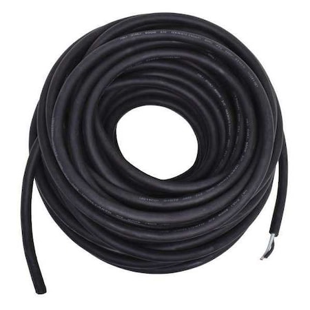 Portable Cord, SOOW, 12 AWG, 2 C, Black, Rubber, Stranded, 600V, Indoor/Outdoor, 100 ft MPN:E3675
