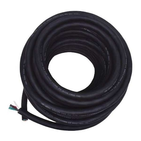 Portable Cord, SOOW, 8 AWG, 4 C, Black, Rubber, Stranded, 600V, Indoor/Outdoor, 100 ft MPN:E3679