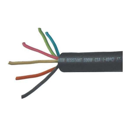Portable Cord, SOOW, 14 AWG, 6 C, Black, EPDM Rubber, Stranded, 600V, Indoor/Outdoor, 250 ft MPN:E3709