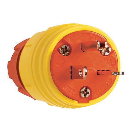 Locking Receptacle, 20 A, 250V AC, Single Phase, 2 Pole, Screw Terminals, Yellow MPN:14W48AM