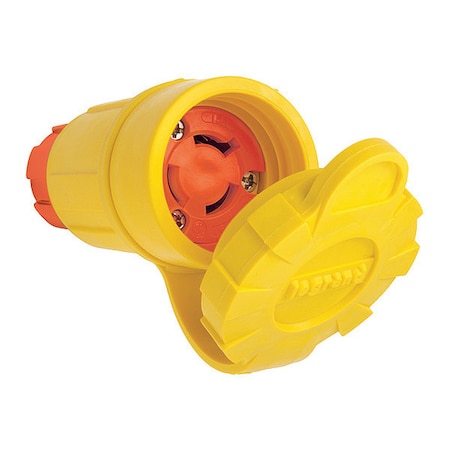 Locking Connector, L6-15R, 15 A, 250V AC, Single Phase, 2 Pole, Screw Terminals, Yellow MPN:25W49AM