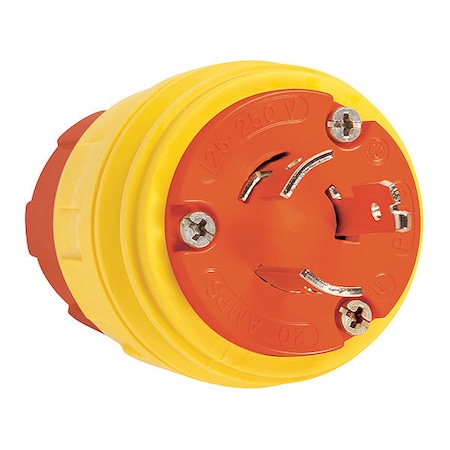 Locking Plug, Non-NEMA, 20 A, 125/250V AC, Single Phase, 3 Pole, Screw Terminals, Yellow MPN:26W08AM