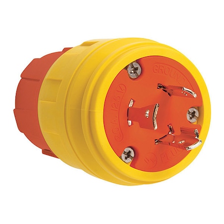 Locking Plug, L5-20P, 20 A, 125V AC, Single Phase, 2 Pole, Screw Terminals, Yellow MPN:26W47AM