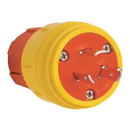 Locking Plug, L7-20P, 20 A, 250V AC, Single Phase, 2 Pole, Screw Terminals, Yellow MPN:26W49AM