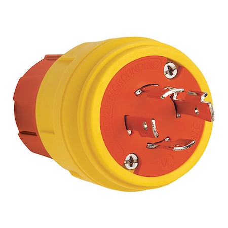 Locking Plug, L14-20P, 20 A, 125/250V AC, Single Phase, 3 Pole, Screw Terminals, Yellow MPN:26W74AM