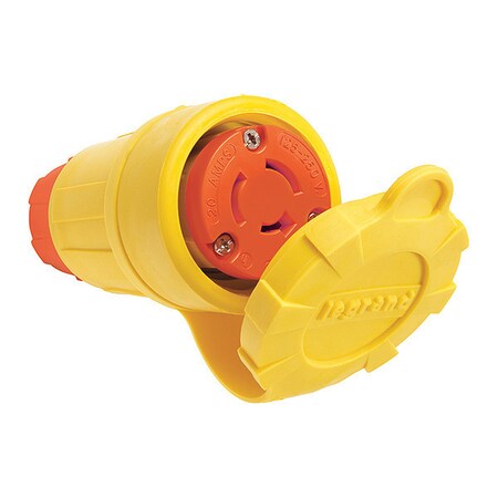 Locking Connector, Non-NEMA, 20 A, 125/250V AC, Single Phase, 3 Pole, Screw Terminals, Yellow MPN:27W08AM