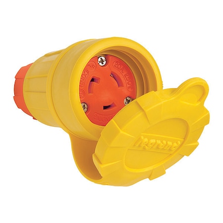 Locking Connector, L6-20R, 20 A, 250V AC, Single Phase, 2 Pole, Screw Terminals, Yellow MPN:27W48AM