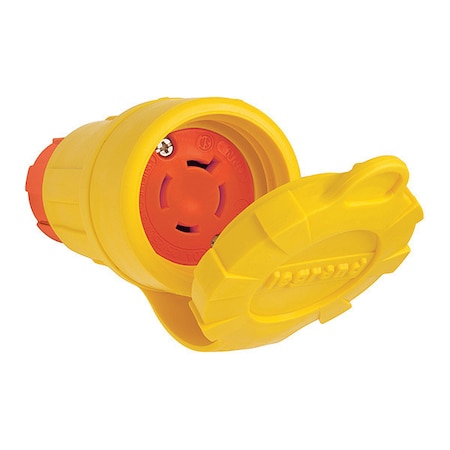 Locking Connector, L14-20R, 20 A, 125/250V AC, Single Phase, 3 Pole, Screw Terminals, Yellow MPN:27W74AM