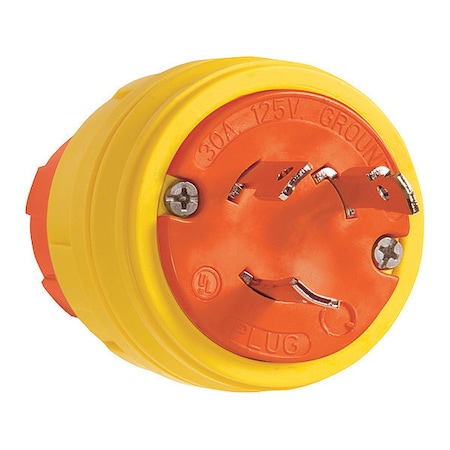 Locking Receptacle, 30 A, 125V AC, Single Phase, 2 Pole, Screw Terminals, Yellow MPN:28W47AM
