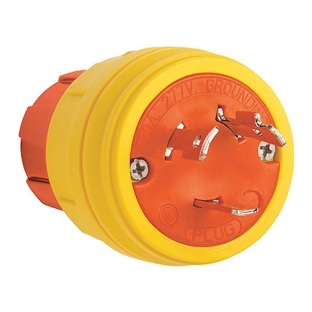 Locking Receptacle, 30 A, 277V AC, Single Phase, 2 Pole, Screw Terminals, Yellow MPN:28W49AM