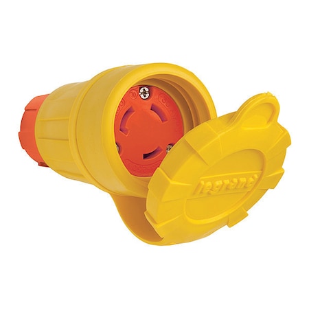 Locking Connector, Non-NEMA, 30 A, 125/250V AC, Three Phase, 3 Pole, Screw Terminals, Yellow MPN:29W08AM