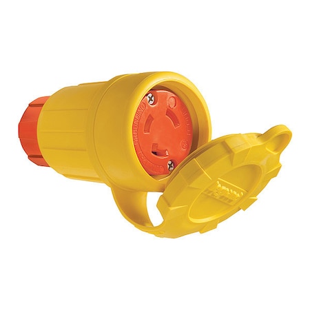 Locking Connector, L5-30R, 30 A, 125V AC, Single Phase, 2 Pole, Screw Terminals, Yellow MPN:29W47AM