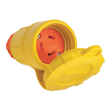 Locking Connector, L7-30R, 30 A, 277V AC, Single Phase, 2 Pole, Screw Terminals, Yellow MPN:29W49AM