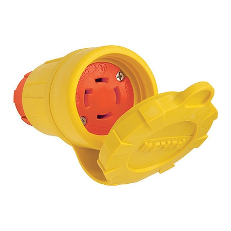 Locking Connector, L15-30R, 30 A, 250V AC, Three Phase, 3 Pole, Screw Terminals, Yellow MPN:29W75AM