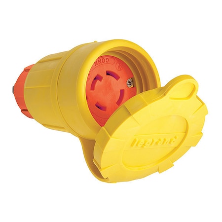 Locking Connector, L16-30R, 30 A, 480V AC, Three Phase, 3 Pole, Screw Terminals, Yellow MPN:29W76AM