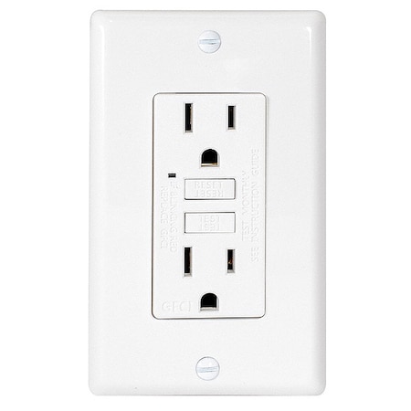 GFCI Receptacle, 15 A, 125V AC, White MPN:62167