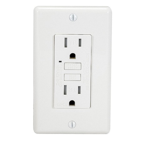 GFCI Receptacle, 15 A, 125V AC, White MPN:62173