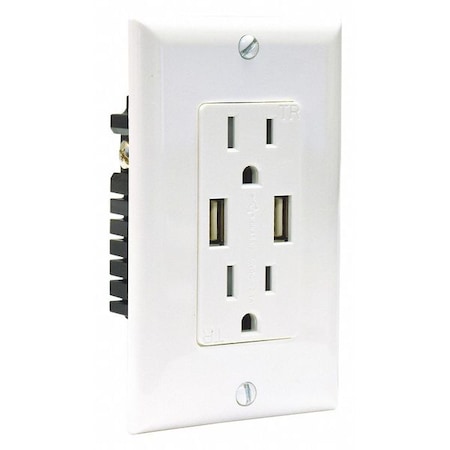 Straight Blade Receptacle, 5-15R, 15 A, 125V AC, 2 Pole, 3 Wire, Flush Mount MPN:62186