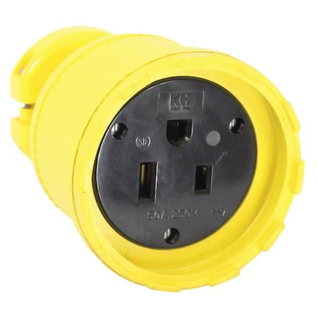 Straight Blade Connector, 6-50R, 50 A, 250V AC, 2 Pole, 3 Wire, Screw Terminals, Yellow MPN:C650DF