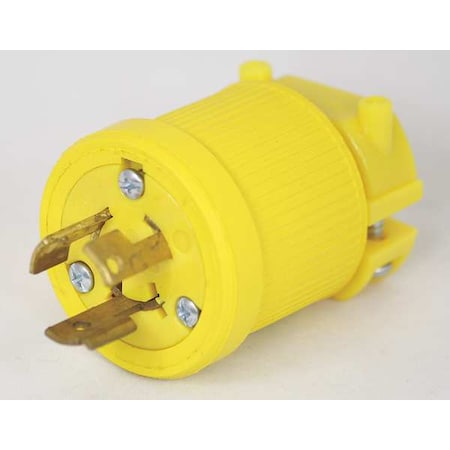 Locking Plug, L6-15P, 15 A, 250V AC, Single Phase, 2 Pole, Spring Clamp Terminals, Yellow MPN:PL615DF
