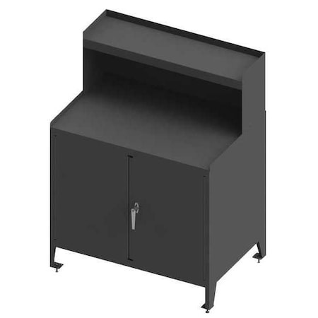 14 ga. Shop Desk, 47 3/8 in H, 36 1/8 in W, 24 1/4 in D, Stationary, Gray, 2 Shelves, 0 Drawers MPN:3000RSLF-95