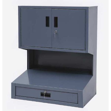 Shop Desk Top, 39 1/2 in H, 31 1/2 in W, 21 in D, Stationary, Gray, 1 Shelves, 1 Drawers MPN:4TX94