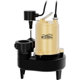 K2® Sewage Pump with Piggyback Vertical Switch and Quick Connect 1/2 HP 150 GPM SWW05001VPK
