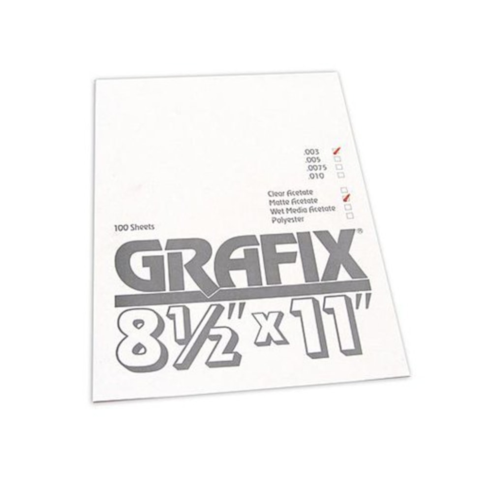 Grafix Matte Acetate Sheets, 8 1/2in x 11in, 0.003in Thick, Pack Of 100 MPN:K03MT0811