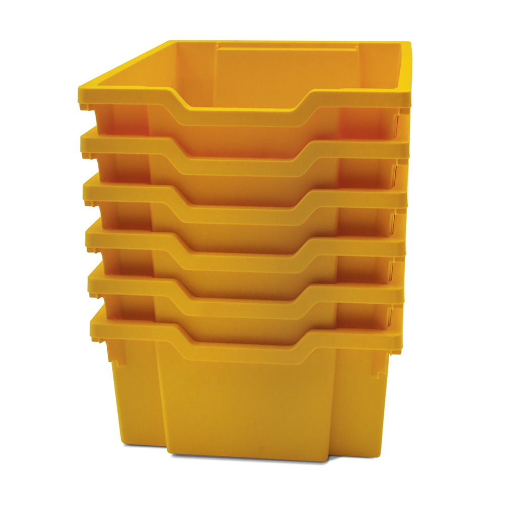 Gratnells Deep F2 Tray, Heavy Duty School, Industrial & Utility Bins, 12.3in x 16.8in x 5.9in, Sunshine Yellow, Pack Of 6 MPN:GTSF0202P6