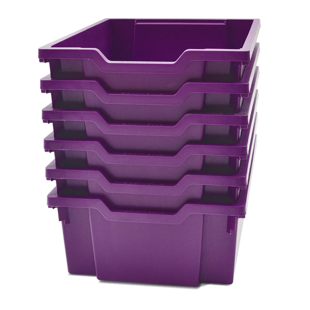 Gratnells Deep F2 Tray, Heavy Duty School, Industrial & Utility Bins, 12.3in x 16.8in x 5.9in, Plum Purple, Pack Of 6 MPN:GTSF0205P6
