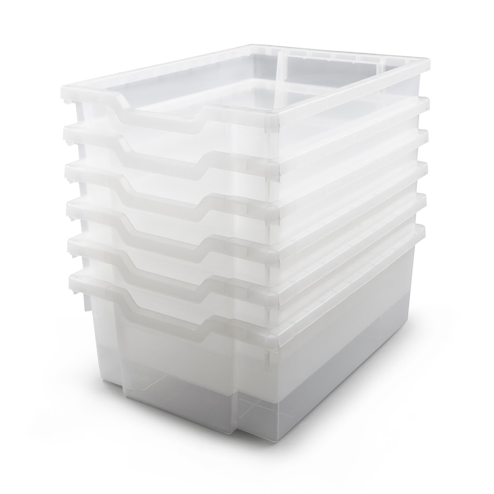 Gratnells Deep F2 Tray, Heavy Duty School, Industrial & Utility Bins, 12.3in x 16.8in x 5.9in, Translucent, Pack Of 6 MPN:GTSF0220P6