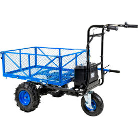 Landworks Electric Yard Cart 48V Li-Ion Battery 500 lb. Load Capacity Blue GUO026